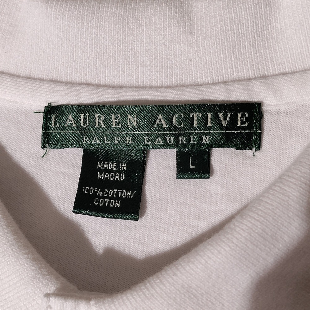 Lauren Active Ralph Lauren Golf Club Graphic Polo Shirt White Green Women Large - Picture 10 of 12